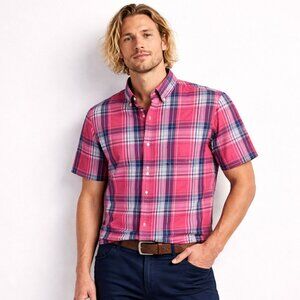 IZOD Saltwater Men's Rapture Rose Plaid Seaport Poplin Shirt - Size Medium NWT